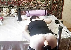 Massive sex-toy screw machine coarse anal session