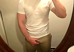 German messy chat! Chief working from home lets out his humungous schlong and wanks off.