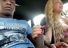 Golden-haired giving head, drawing attention in traffic. Sucking and driving until this babe gets a load.