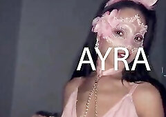 Youthful gal in mini petticoat and sneakers at the swingers club.