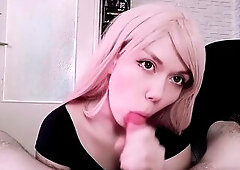 hotty teen swallows cum -- amateur oral-job creampie