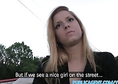 PublicAgent Sexy golden-haired wishes stranger to bang her outside