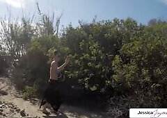 Jessica Jaymes gets fucked outside in the beach by a huge cock, big boobs