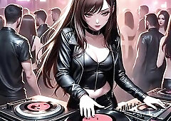 Hawt DJ playing music on turn tables , I made a simulated DJ insert Ableton Live with AI tracks.