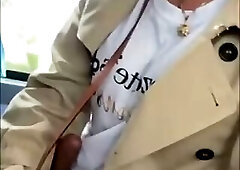 ts masturbates in bus and cums