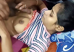 Lonesome housewife from India fucked on a colorful bed
