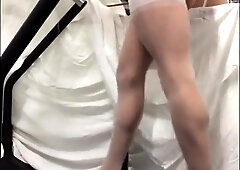 White stockings treadmill walking. 3