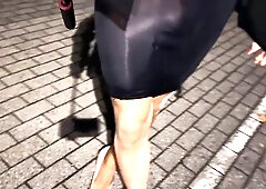 In a parking lot I walk in my hawt transparent suit, u can clearly watch my dong and booty, after a whilst I pee very full and I proceed running in hi