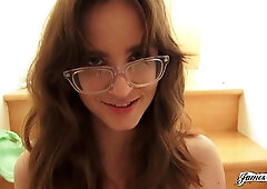 Nerdy hottie Jay Taylor gets pleasure in the solo masturbation scene