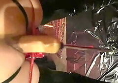 Fastened up in red ribbons by the Anal Raider until that babe's lewd, Miss Lonely Kitty's asshole gets a pounding from her screwing machine 