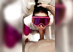 Soaked oral sex with eye contact and dirty finish