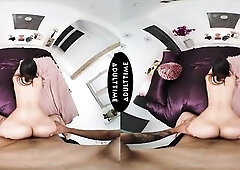 UP CLOSE VR - Latin babe Chick In Butt Shorts Mila Milkshake Gives Sloppy Deepthroat & Rides Rod POV