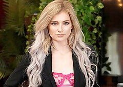 POV dick-riding action with a long-legged blonde Hyley Winters