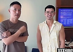 Hunky Hiroya and Suto enjoy bareback fucking with horny Asian bottom