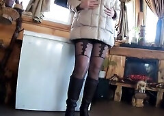 MilfyCalla Drilled in Ripped Hose & Downjacket by Her Boss – Office Cheating Fetish