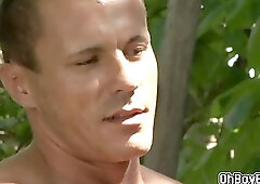 Guy gets double anal fucked during garden party