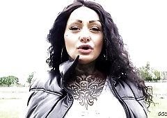 GERMAN SCOUT - 1st Anal Sex for Large Boobs Tattoo Model Mia Roux at Pickup Casting