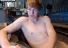 Cute blond twink big dick jerk off in chat