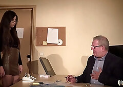 Fresh secretary is about to get banged in the office, until she gets cum in her mouth