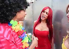 Small-tittied transsexual mega-bitch in action