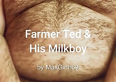 Farmer drains lush guy's hefty bosoms for profit