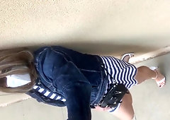 Jessica Ford in milky sandals and facemask