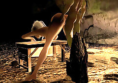 Goblin Standing Fuck a Hot Blonde Elf in a Goblin Cave