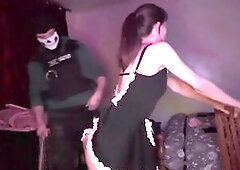 Masked Ghost Cosplayer teaches maid a lesson