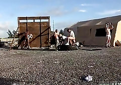 Soldier fucked outdoors