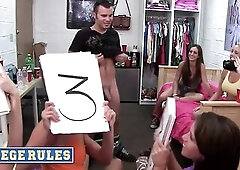COLLEGE RULES - Knob Size Contest Turns Into A Wild Orgy With Multiple Concupiscent College Gals