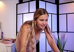 Sexy dance in a sheer dress by blonde hottie Stella Cardo