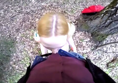 Virtual date with sexy girl that ended with blowjob and hot sex in the wood