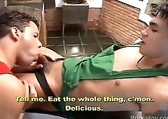 Asian sucking on the table