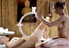 Young blonde lesbians Cherry Kiss and Lovita Fate facesitting