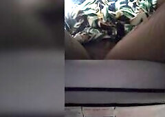 Risky masturbation underneath desk