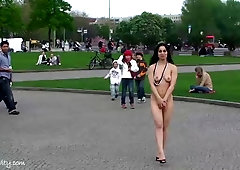 Sexy brunette Silena Outdoor public naked