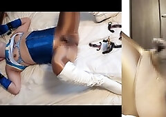 Chun Li cosplay with female mask for an intense nipple and prostate pleasure session