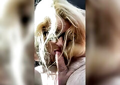 Streetwalker with a hawt librarian vibe likes it when a dude discharges a load of cum in her throat whilst that babe's on her knees