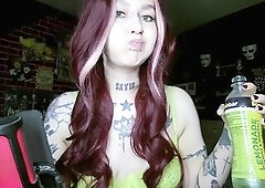Hawt Alt Redhead Drinking Soda and Burping