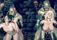 Princess Peach, the nymph knight, dominated by a monstrous orc in a wild gangbang! Gig.50