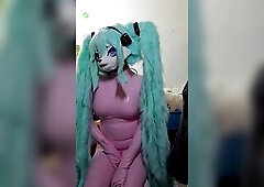 Hot látex yiff kigurumi masturbation
