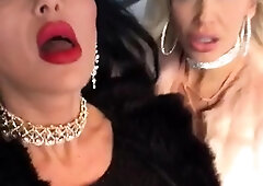 Blonde Brunette Lesbians Playing On Bed