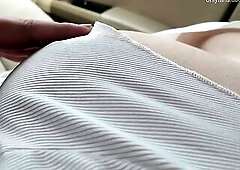 Large Natural Titties Amateur Play in Public