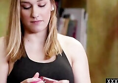 Two big boobs horny lesbians kissing and passion massage (Big Tits)