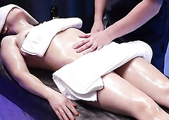 FAILED! Wife Fails Oil Massage Loyalty Test With Spouse's Ally and Gets Drilled Hard!