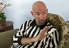 Cheerleader shemale Venus Lux asshole pounded on the couch