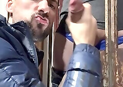 hot daddy sucking massive cock at prison