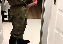 Gay soldier jerks off in military officers 4