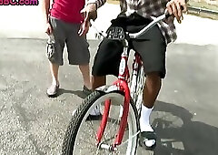 Black bottom penetrated in wet asshole by white gay