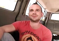 A hot straight hunk talked into taking a cock in the van